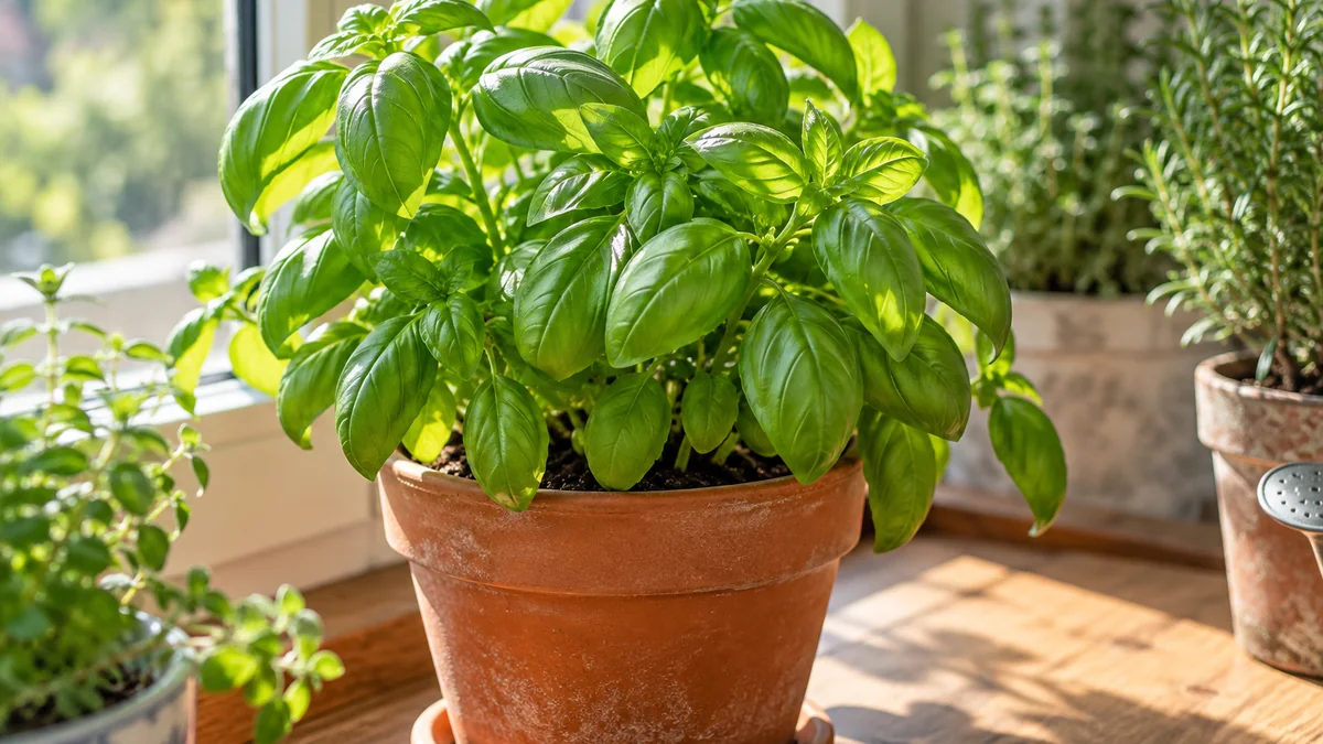 Photo detail related to how to grow basil indoors in a pot