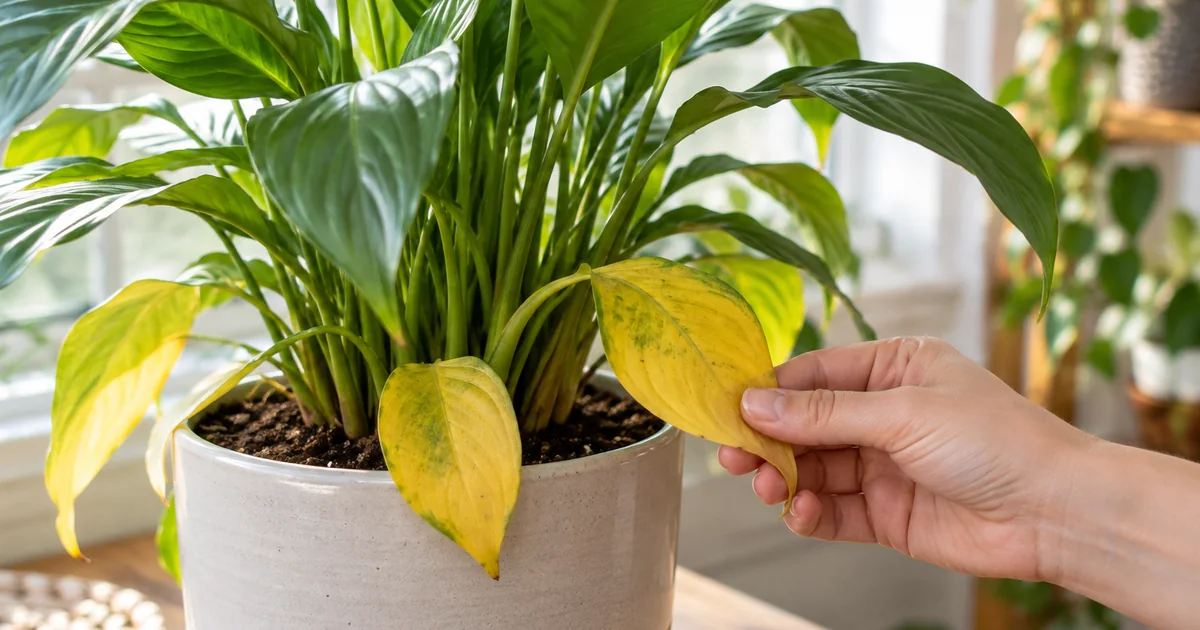 Botanical photo illustrating how to diagnose and fix yellow leaves on houseplants
