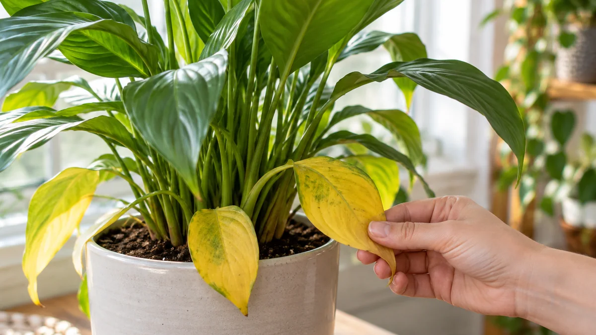 Photo illustrating how to diagnose and fix yellow leaves on houseplants