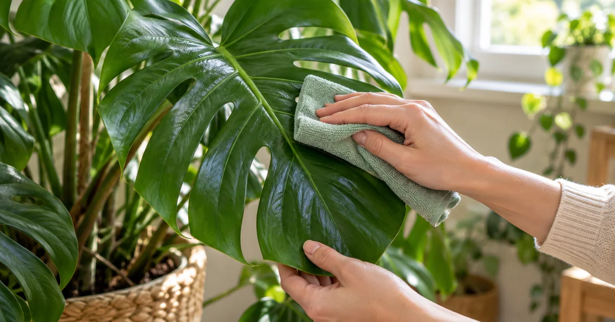 Botanical photo illustrating how to clean houseplant leaves without damaging them