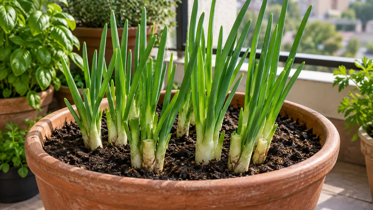 Photo detail related to how to grow green onions in a pot and keep harvesting