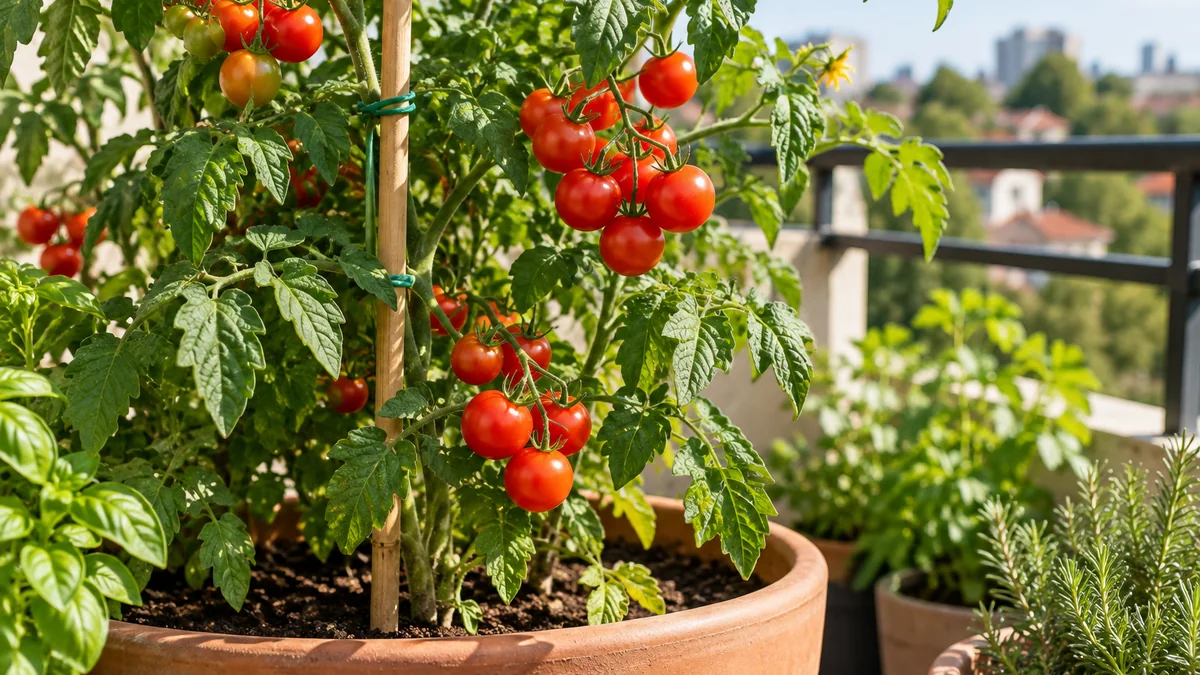 Photo detail related to how to grow cherry tomatoes in a pot: space, support, and care