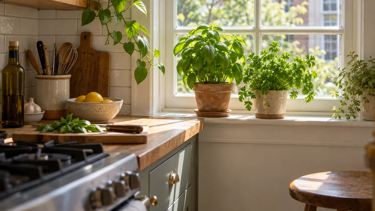 Photo detail related to how to create a small herb garden in your kitchen