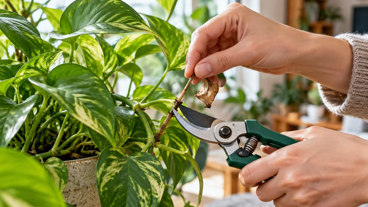 Photo illustrating how to prune houseplants safely