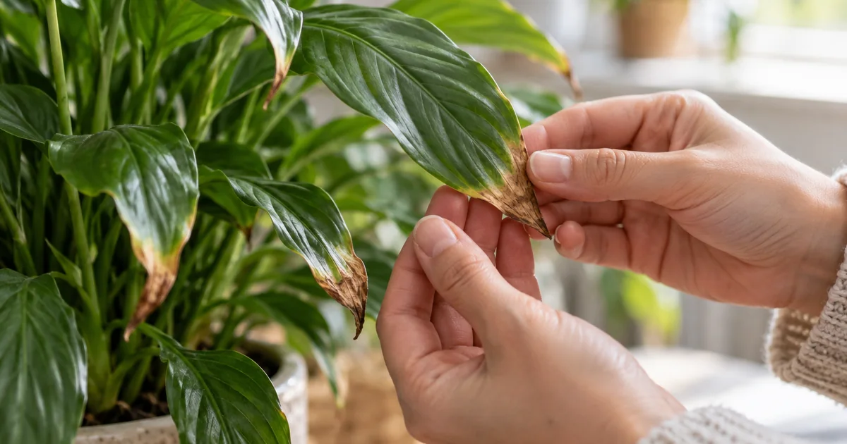 Botanical photo illustrating why houseplant leaf tips turn brown