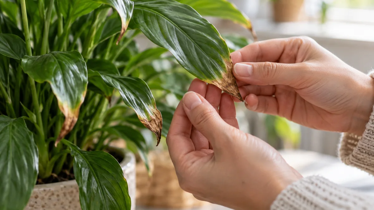 Photo detail related to why houseplant leaf tips turn brown