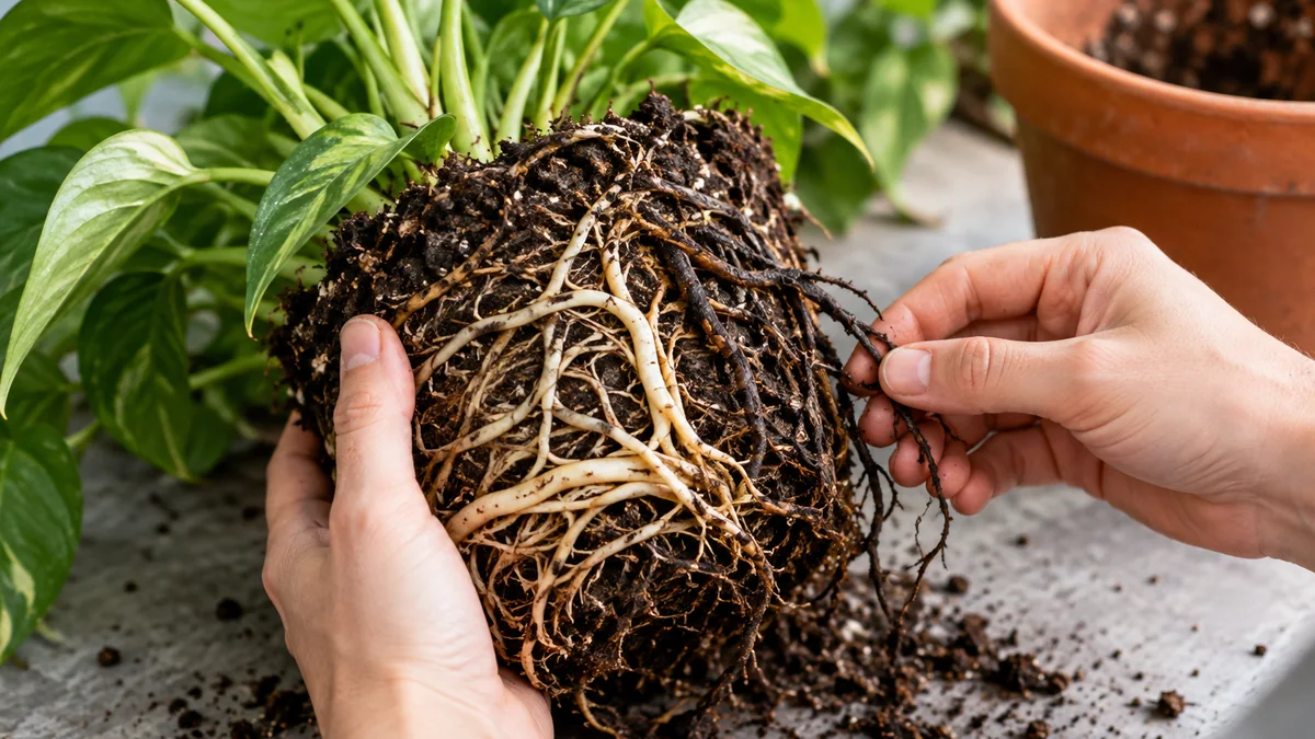 Photo illustrating how to spot root rot in potted plants