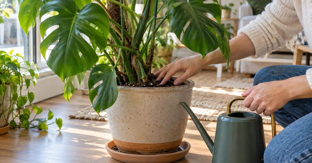Botanical photo illustrating how to water houseplants without waterlogging the soil