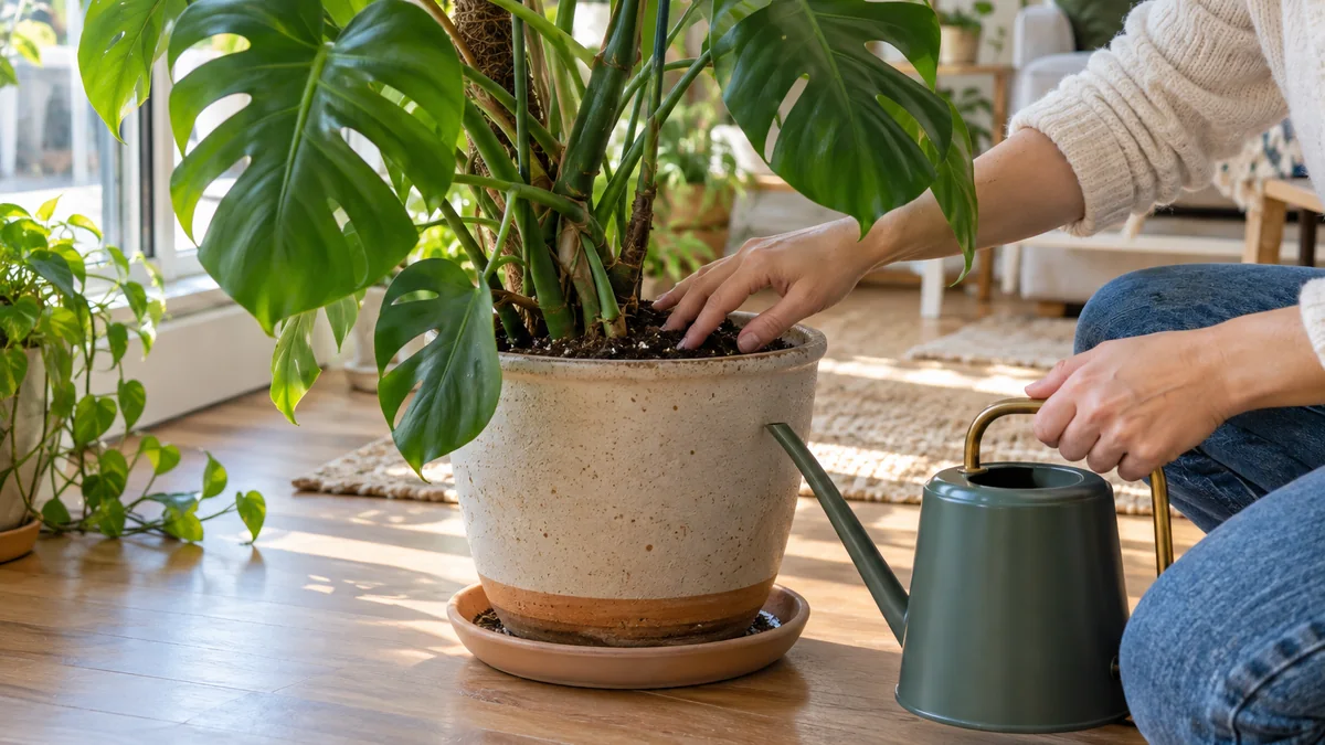 Photo detail related to how to water houseplants without waterlogging the soil
