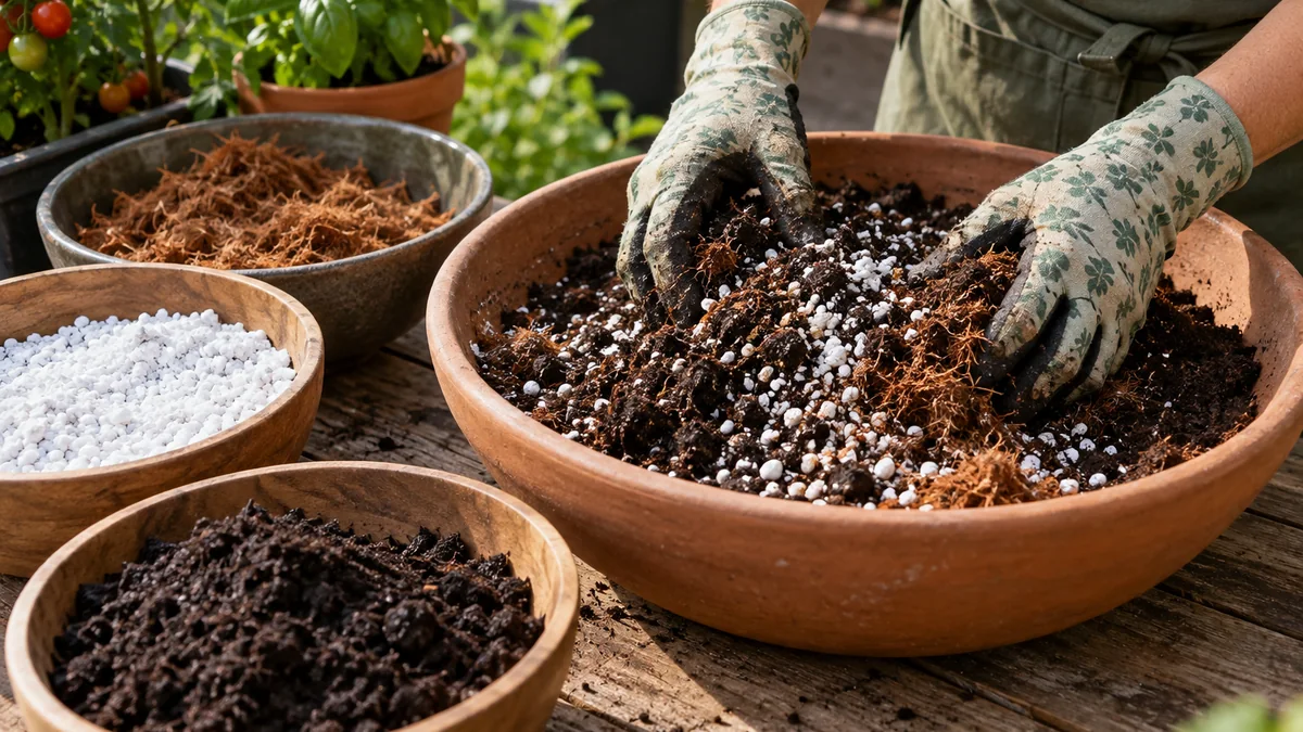 Photo detail related to how to make potting mix for container vegetables