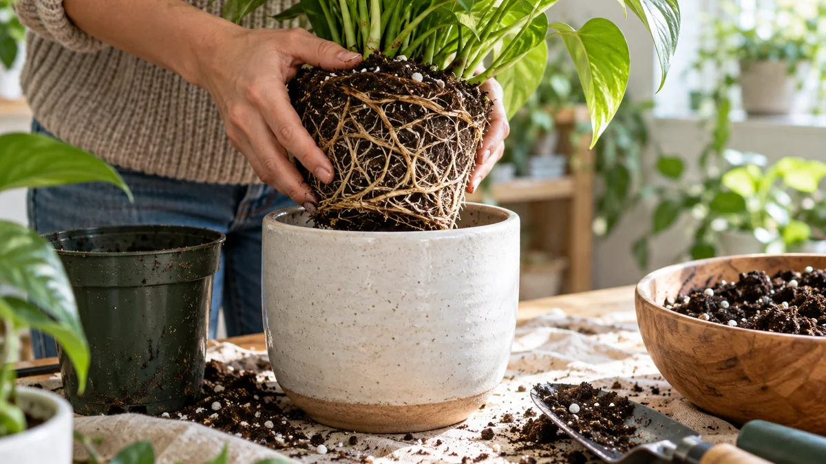 Photo detail related to how to repot a plant without damaging its roots