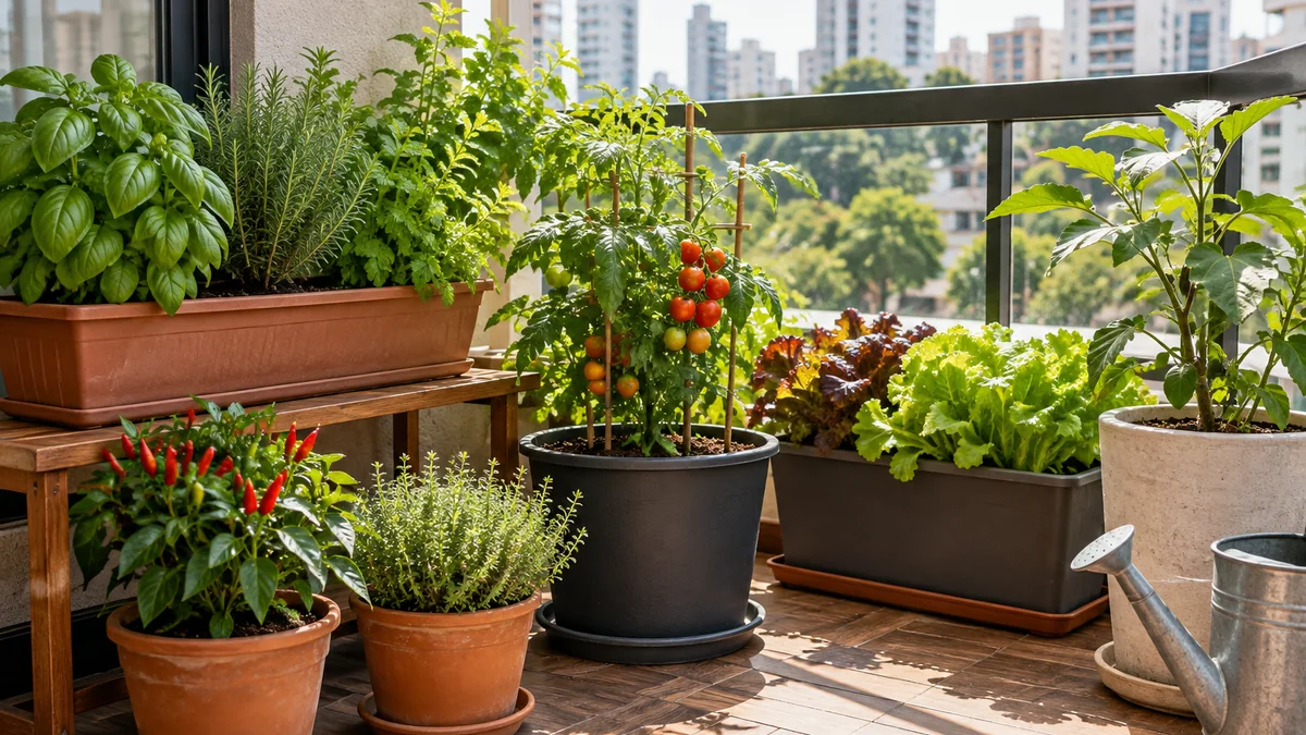 Photo illustrating how to choose containers for an apartment garden